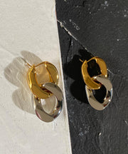 Boho Colorblock Metal Overgild Patchwork Hoop Earrings