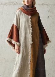 Boho Colorblock Tassel Patchwork Cotton Dresses Fall