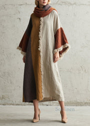 Boho Colorblock Tassel Patchwork Cotton Dresses Fall