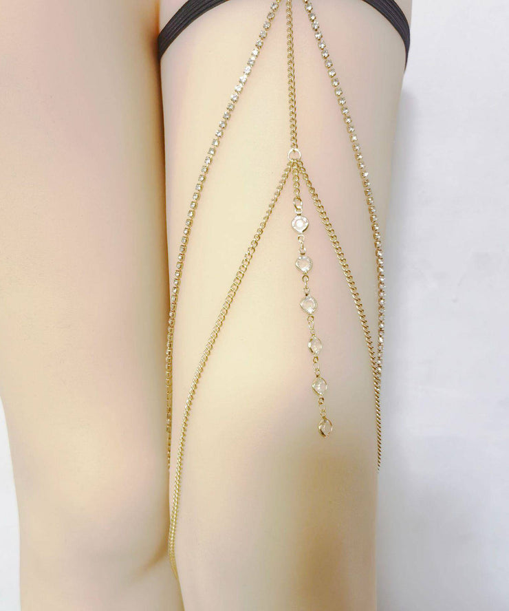 Boho Gold Alloy Zircon Elastic Chain Body Chain
