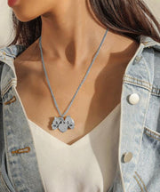 Boho Gold Copper Alloy Zircon Butterfly I Love You Pendant Necklace