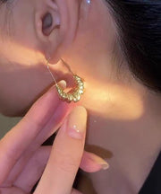 Boho Gold Copper Overgild Croissant Hoop Earrings
