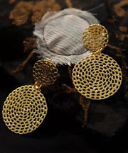Boho Gold Copper Overgild Hollow Out Hoop Earrings