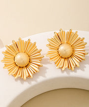 Boho Gold Metal Alloy Sunflower Stud Earrings