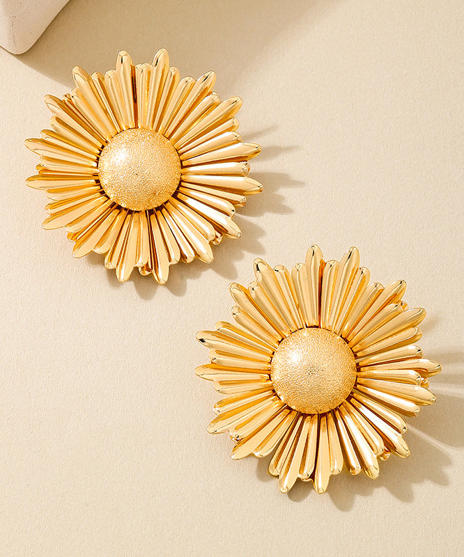 Boho Gold Metal Alloy Sunflower Stud Earrings