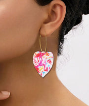Boho Gold Stainless Steel Love Graphic Hoop Earrings