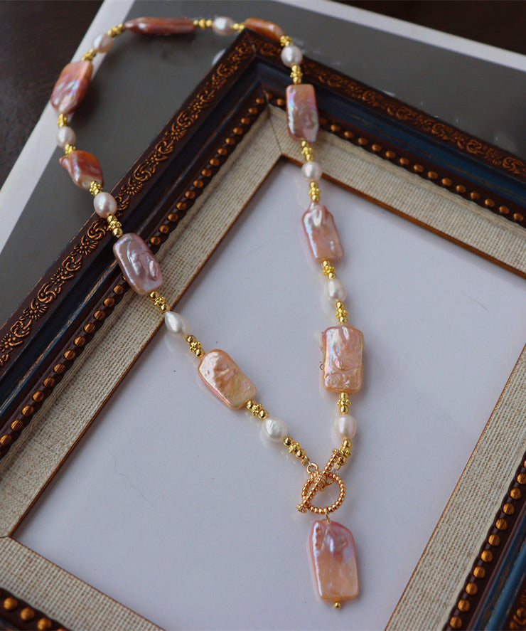 Boho Gold Sterling Silver Alloy Pearl Pendant Necklace