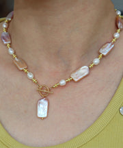 Boho Gold Sterling Silver Alloy Pearl Pendant Necklace