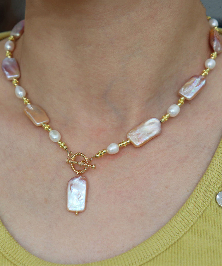 Boho Gold Sterling Silver Alloy Pearl Pendant Necklace