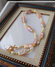 Boho Gold Sterling Silver Alloy Pearl Pendant Necklace