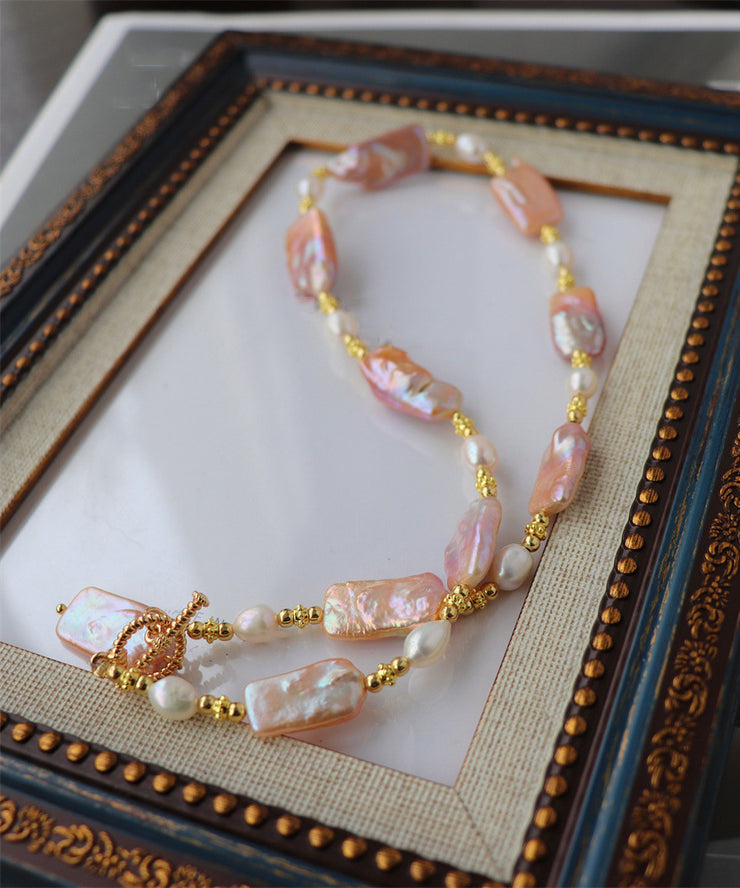 Boho Gold Sterling Silver Alloy Pearl Pendant Necklace
