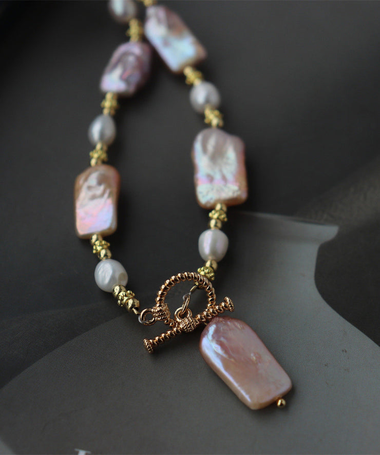 Boho Gold Sterling Silver Alloy Pearl Pendant Necklace