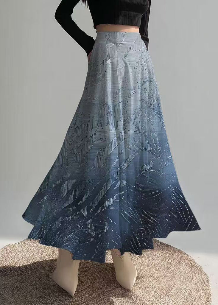 Boho Gradient Navy Exra Large Hem Chiffon Skirts Summer