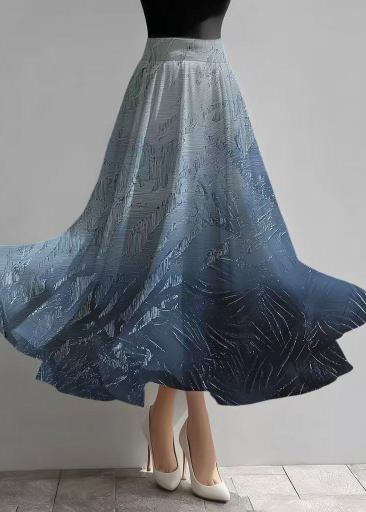 Boho Gradient Navy Exra Large Hem Chiffon Skirts Summer
