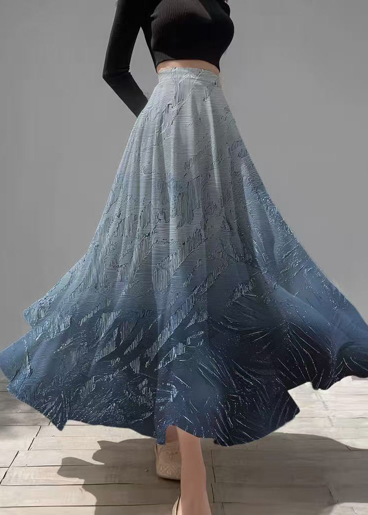 Boho Gradient Navy Exra Large Hem Chiffon Skirts Summer