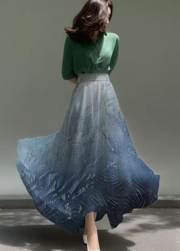 Boho Gradient Navy Exra Large Hem Chiffon Skirts Summer