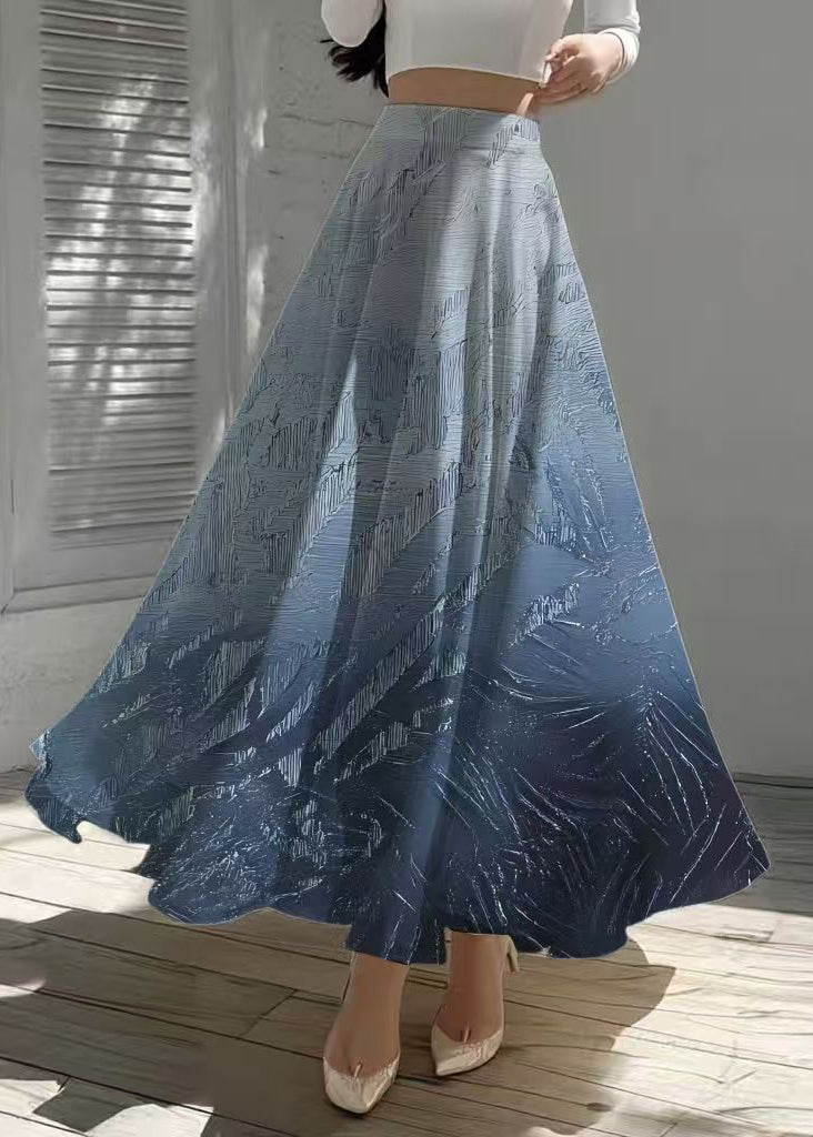 Boho Gradient Navy Exra Large Hem Chiffon Skirts Summer