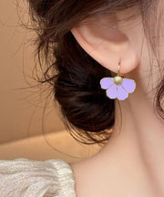 Boho Green Copper Alloy Floral Hoop Earrings