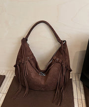 Boho Green Faux Suede Tassel Large Capacity Shoulder Bag