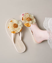 Boho Green Floral Splicing Flip Flops
