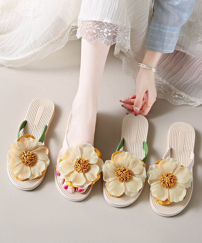 Boho Green Floral Splicing Flip Flops