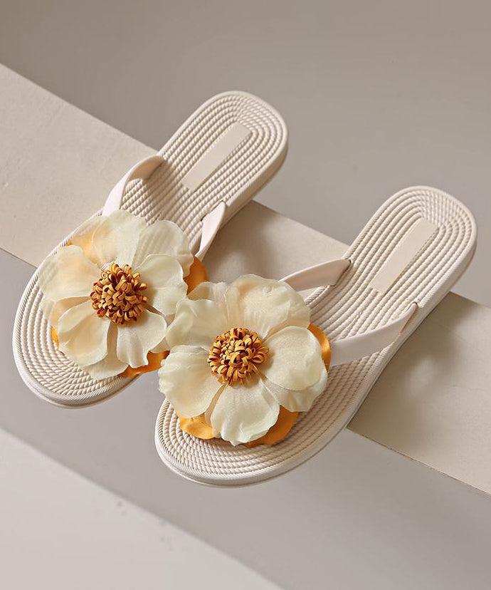 Boho Green Floral Splicing Flip Flops