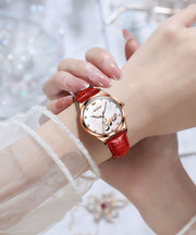 Boho Green Leather Quartz Movement Waterproof Watches