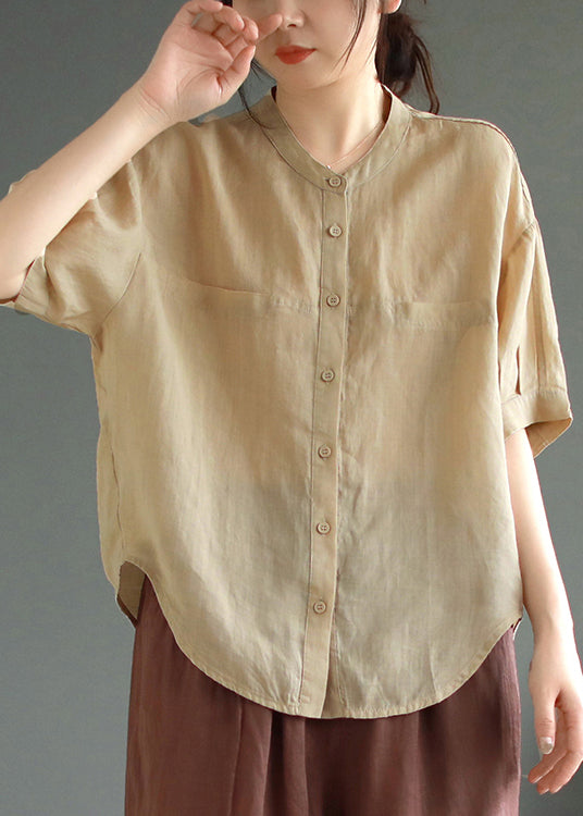 Boho Green Oversized Linen Shirt Top Summer