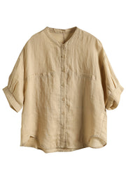 Boho Green Oversized Linen Shirt Top Summer