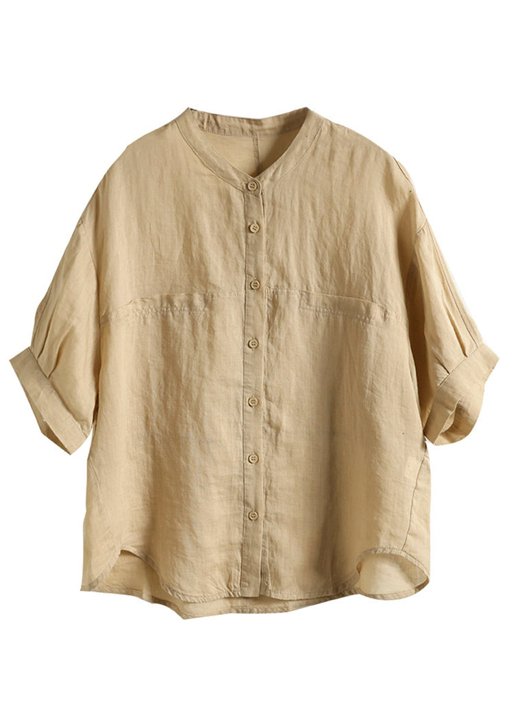 Boho Green Oversized Linen Shirt Top Summer