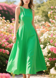 Boho Green Patchwork Hollow Out Cotton Holiday Dress Summer