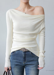 Boho Grey Cold Shoulder Silm Fit Knit Sweater Tops Spring