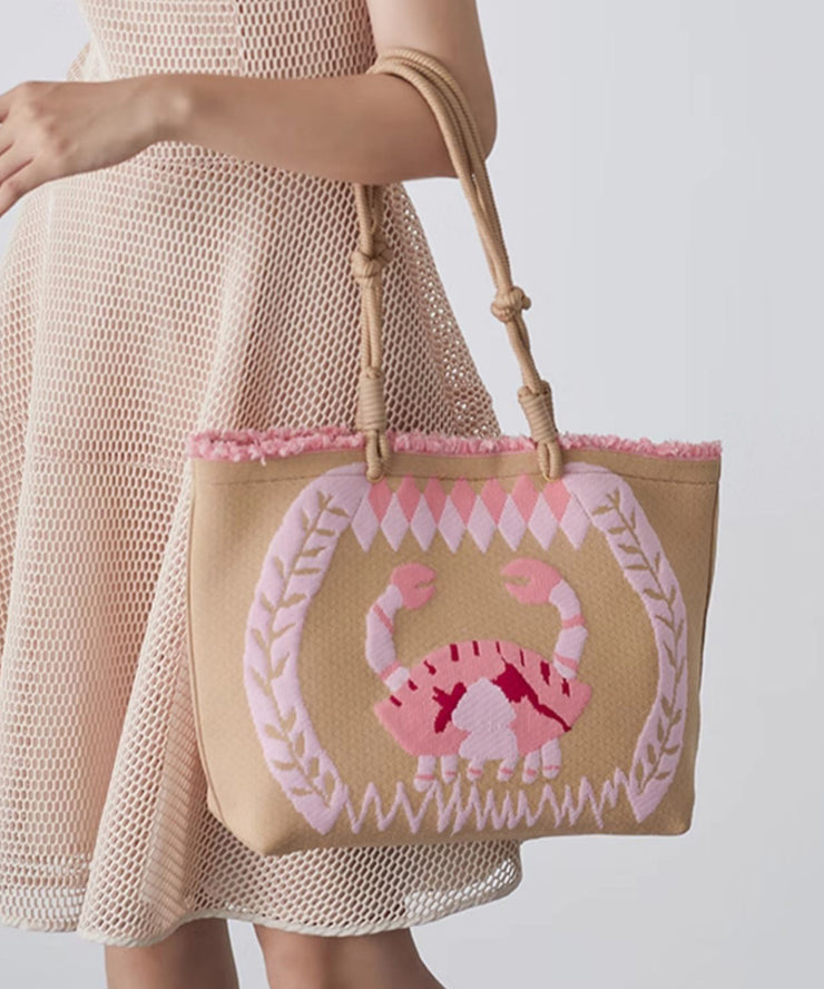 Boho Khaki Embroideried Large Capacity Shoulder Bag