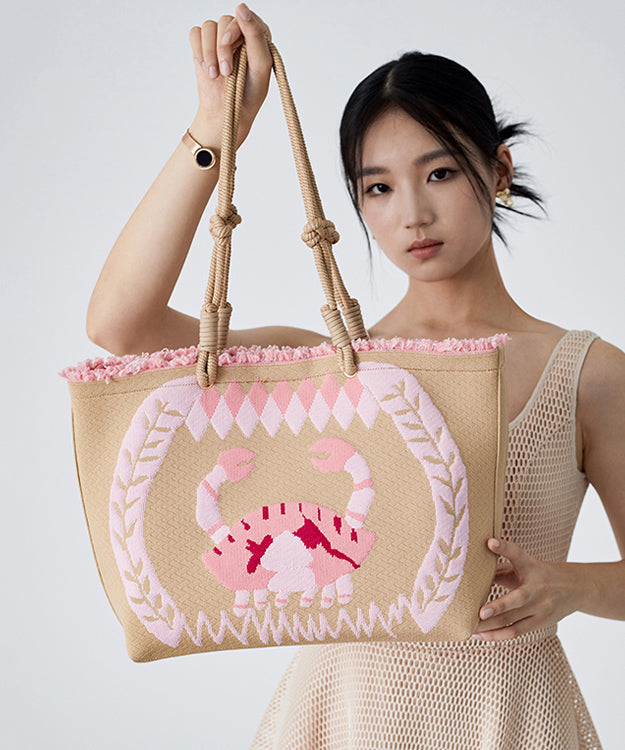 Boho Khaki Embroideried Large Capacity Shoulder Bag