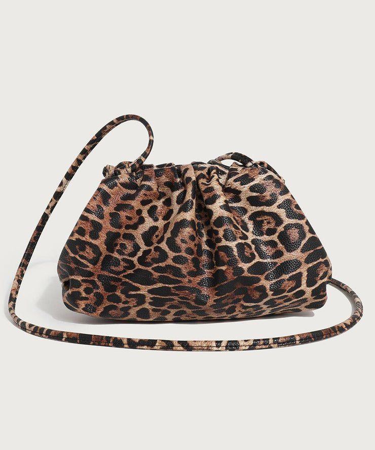 Boho Leopard Print Solid Durable Leather Pouch Bag