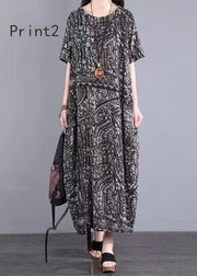 Boho O Neck Print Patchwork Cotton Long Dresses Summer