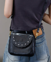 Boho Orange Embroidery Leather Cross-body Bag