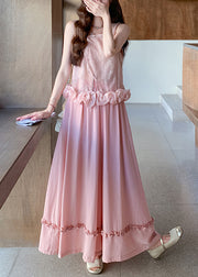 Boho Pink Jacquard Three-dimensional Flower Women Sets 2 Pieces Sleeveless