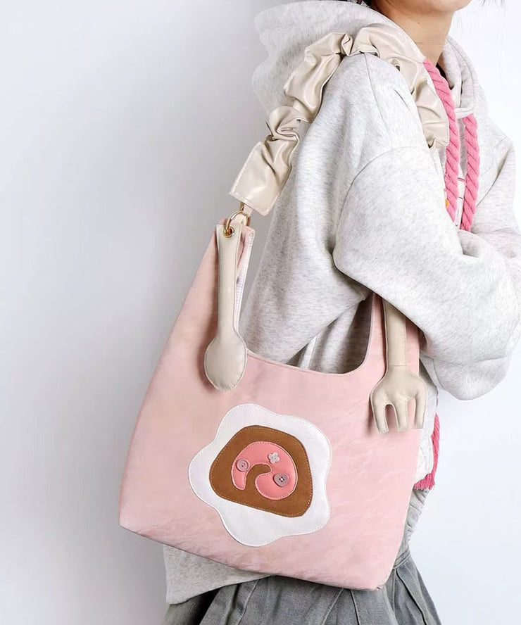 Boho Pink Solid Durable Patchwork Faux Leather Shoulder Bags