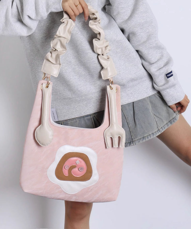Boho Pink Solid Durable Patchwork Faux Leather Shoulder Bags