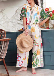 Boho Print Tops And Pants Women Sets 2 Pieces Summer