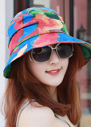 Boho Rainbow Print Patchwork Floppy Sun Hat