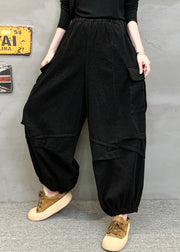 Boho Red Pockets Patchwork Cotton Lantern Pants Fall