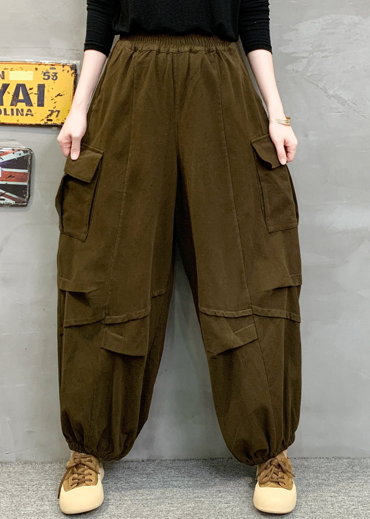 Boho Red Pockets Patchwork Cotton Lantern Pants Fall
