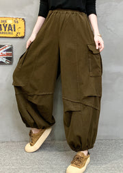 Boho Red Pockets Patchwork Cotton Lantern Pants Fall