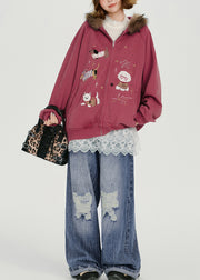 Boho Rose Embroidered Cotton Hooded Coat Spring