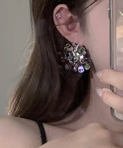 Boho Silk Copper Overgild Floral Stud Earrings