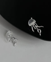 Boho Silk Copper Resin Jellyfish Stud Earrings