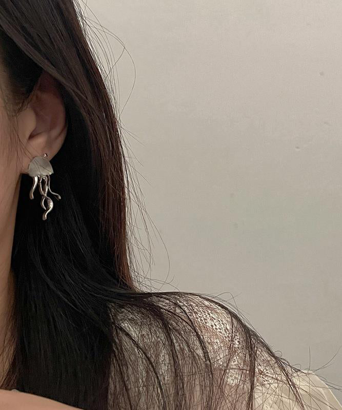 Boho Silk Copper Resin Jellyfish Stud Earrings