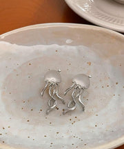 Boho Silk Copper Resin Jellyfish Stud Earrings